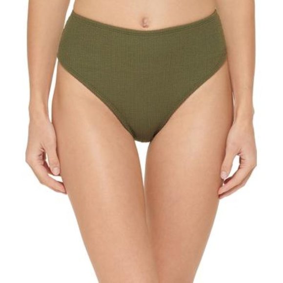 DKNY Textured High-Waist Bikini Bottom Moss Micro Size Medium - Picture 1 of 6